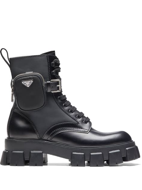 prada knee-high boots|prada ankle pouch combat boots.